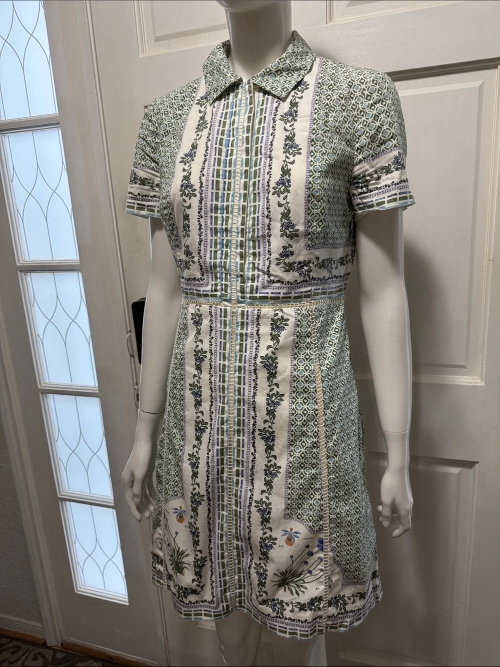 TORY BURCH TALIA BOTANICAL SHIRTDRESS,FLORAL GREEN~RARE SIZE 6